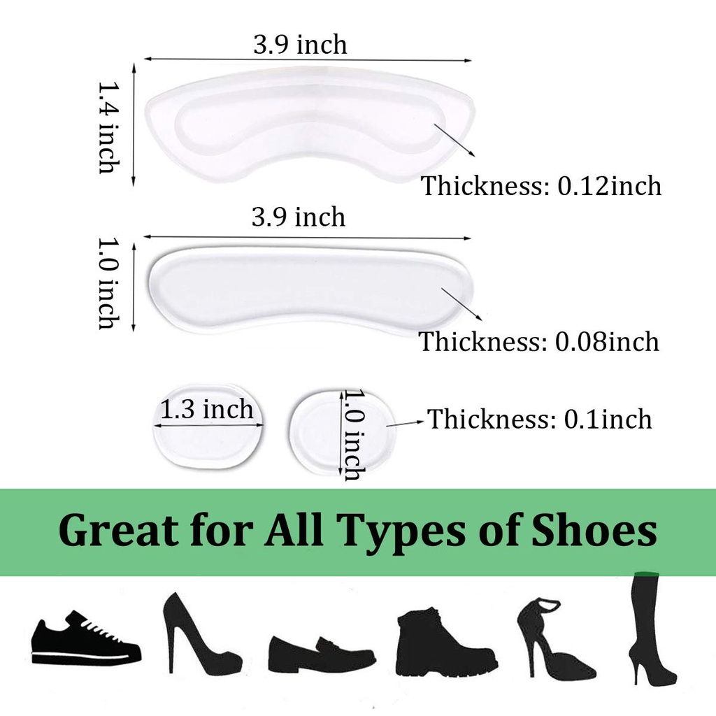 Set 5 Cặp Đệm Silicone Trong Suốt Bảo Vệ Gót Chân Tiện Dụng