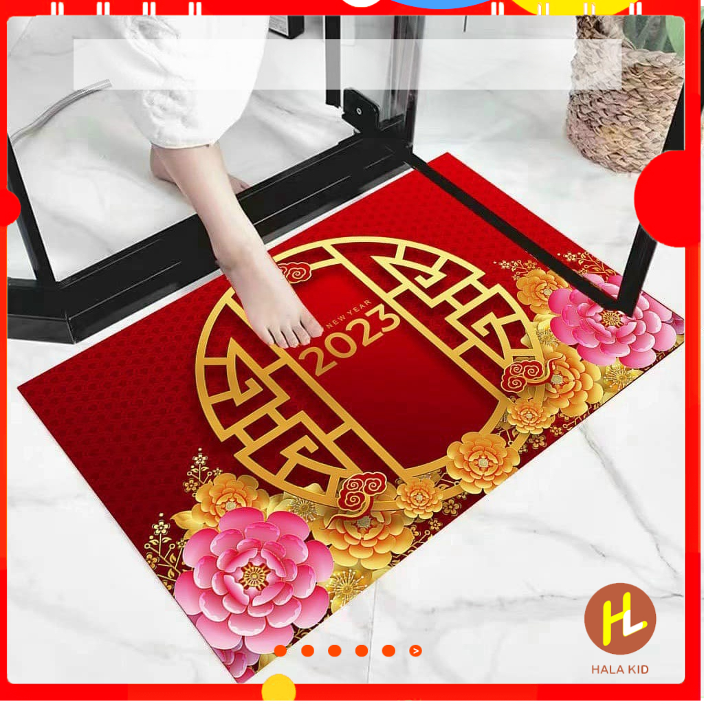 Thảm lau chân tết 3D sắc đỏ Quý Mão 2023- 40x60cm