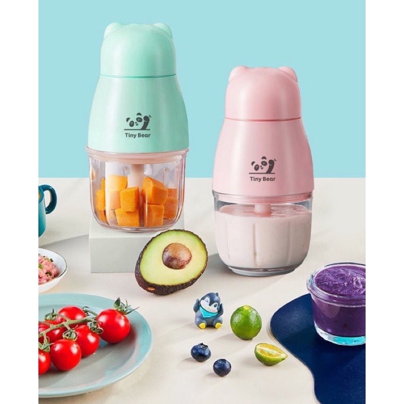 (Dao 6 lưỡi) Máy xay cầm tay đa năng Lita Tiny Bear cho bé ăn dặm bản nâng cấp dao 6-8 lưỡi - Bản qtế bảo hành 12 tháng