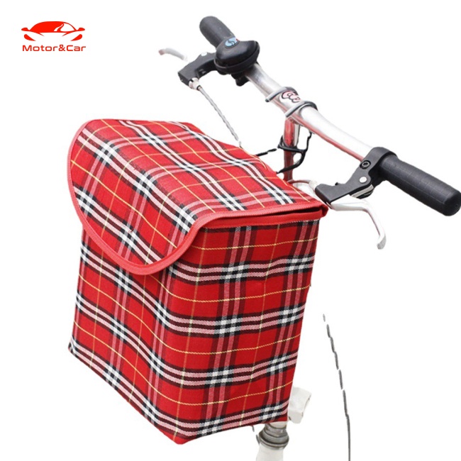 Giỏ Xe Đạp Bằng Vải Bạt Dày Chống Nước Có Nắp Đậy Kích Thước 28cmx26cmx16cm