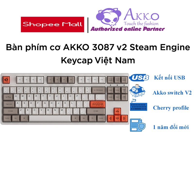 Bàn phím cơ AKKO 3087 Steam Engine (Akko switch v2) - Cổng USB