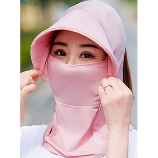 Mũ chống nắng UV vành rộng che kín mặt cổ tiện dụng cho nữ Mũ kèm khăn chống nắng siêu tiên lợi