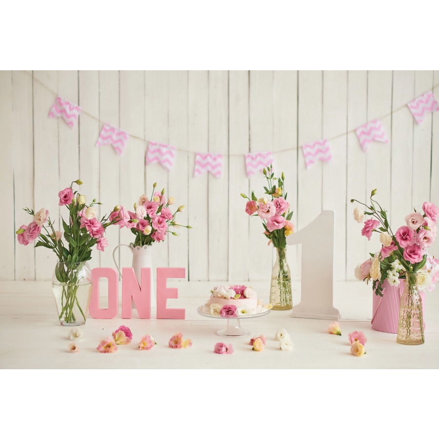 Phông nền chụp hình tiệc sinh nhật bé họa tiết bóng bay biển mùa hè