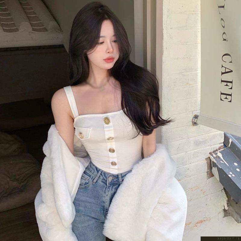 Áo croptop dệt kim sát nách dáng ôm siêu nhẹ thiết kế đơn giản thời trang cho nữ
