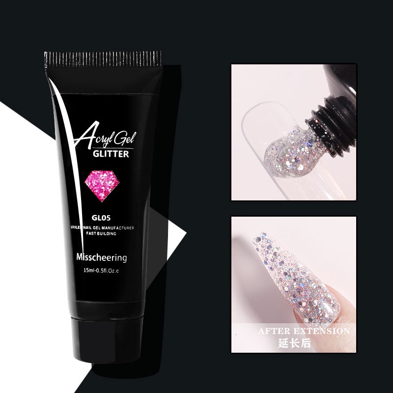 Trong kho Nail Gel Poly Builder Gel Kit TỰ LÀM Thạch Tinh Thể Móng Tay Nghệ Thuật Nhanh Chóng Mở Rộng Long Lanh 15ml COD