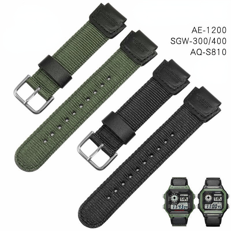 Dây Đeo nylon 18Mm Chống Rơi Cho Đồng Hồ Casio AE-1200WH / SGW-300 / AQ-S810W