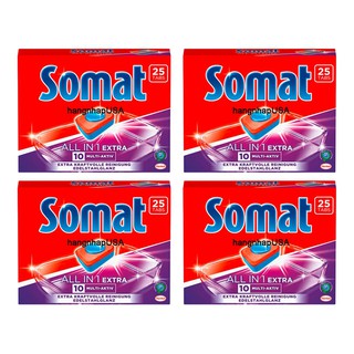 Combo 4 hộp viên rửa bát Somat All in 1 Extra 10 Multi 25 viên - Đức sản xuất ngày 26.01.2024
