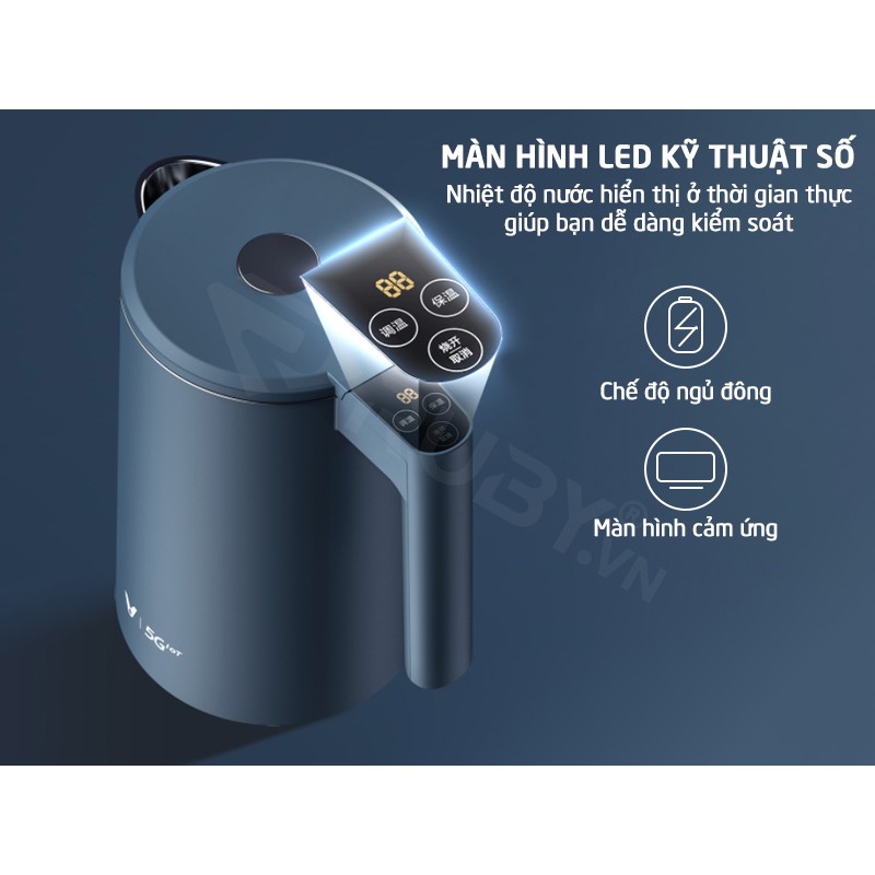 Ấm đun nước siêu tốc điều nhiệt Xiaomi Viomi FACE YM-K1706, gia dụng thông minh, tùy chỉnh nhiệt độ sôi