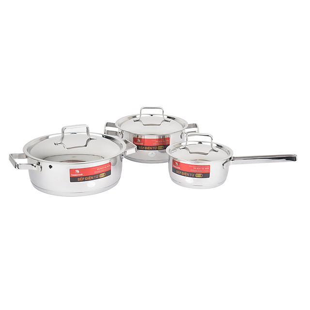 Bộ Nồi Inox Đáy Từ Cao Cấp 6 Món Happy Cook Milan HC-06ML (16, 20, 24 cm)