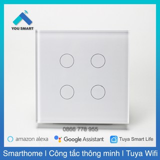 Công Tắc Thông Minh Vuông Wifi Tuya Smartlife - 4 Nút