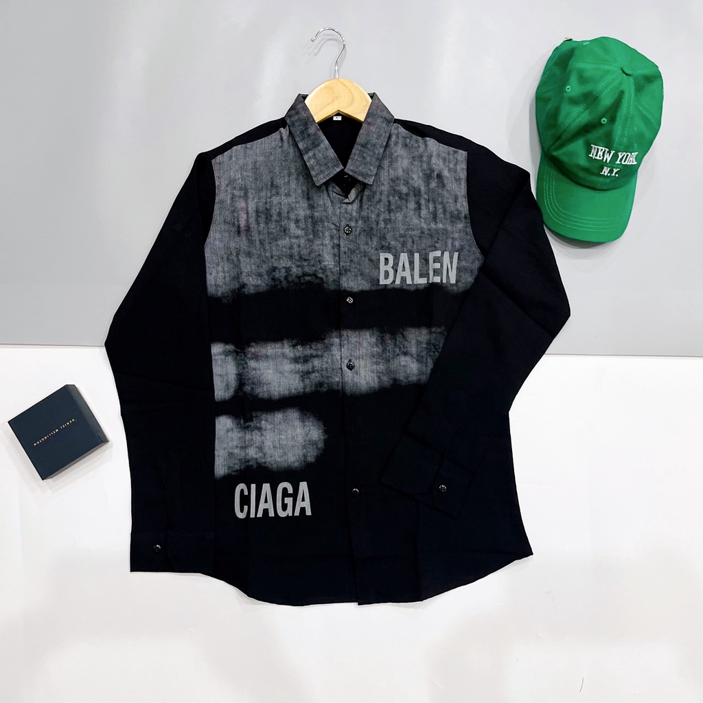 Áo Sơ Mi Nam Tay Dài Vải Đũi Thái Cao Cấp Phối Wash Loang In Chữ CIAGA Phong Cách Sang Trọng Hot Trend Mới DUI TD WASH C