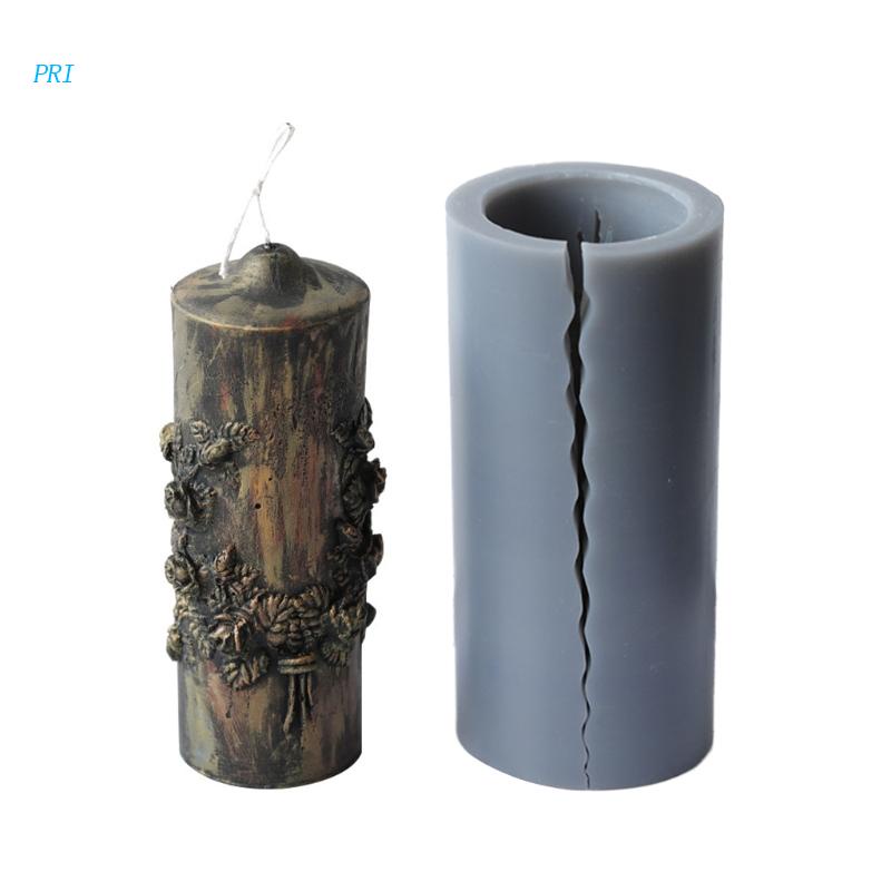 Khuôn Silicone Tạo Hình Trụ Chạm Khắc 3D Làm Nến Sáp Đậu Nành