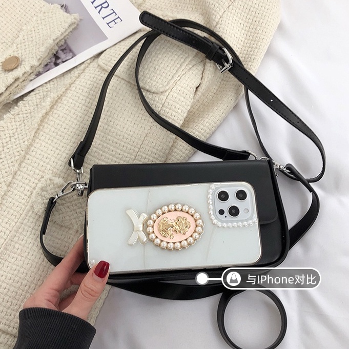 Túi đeo chéo hộp da nắp khóa nam châm độc lạ tặng kèm dây đeo vai