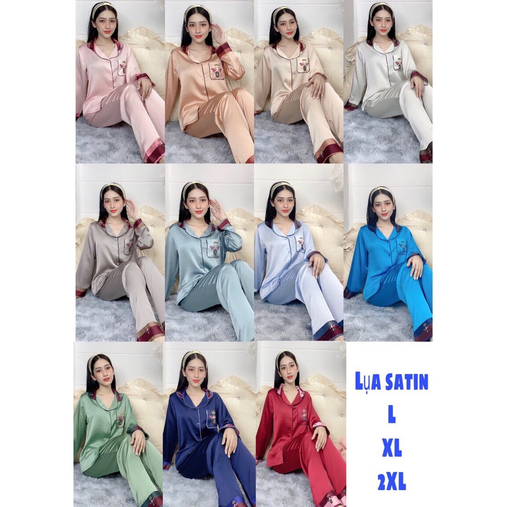 Bộ lụa satin Tay dài Quần dài có size (hình chụp thật 100%)