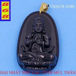[Tuổi Mùi, Thân] Mặt Dây Chuyền Phật Đại Nhật Như Lai đá Đen 5cm - Mặt Size Lớn - Tặng Kèm Móc Inox