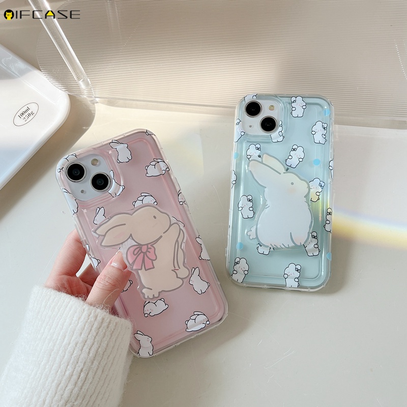 Ốp Điện Thoại Mềm Trong Suốt Chống Sốc Có Giá Đỡ Hình Thỏ Cho iPhone 14 Plus 14 13 12 11 Pro Max XS Max XR X