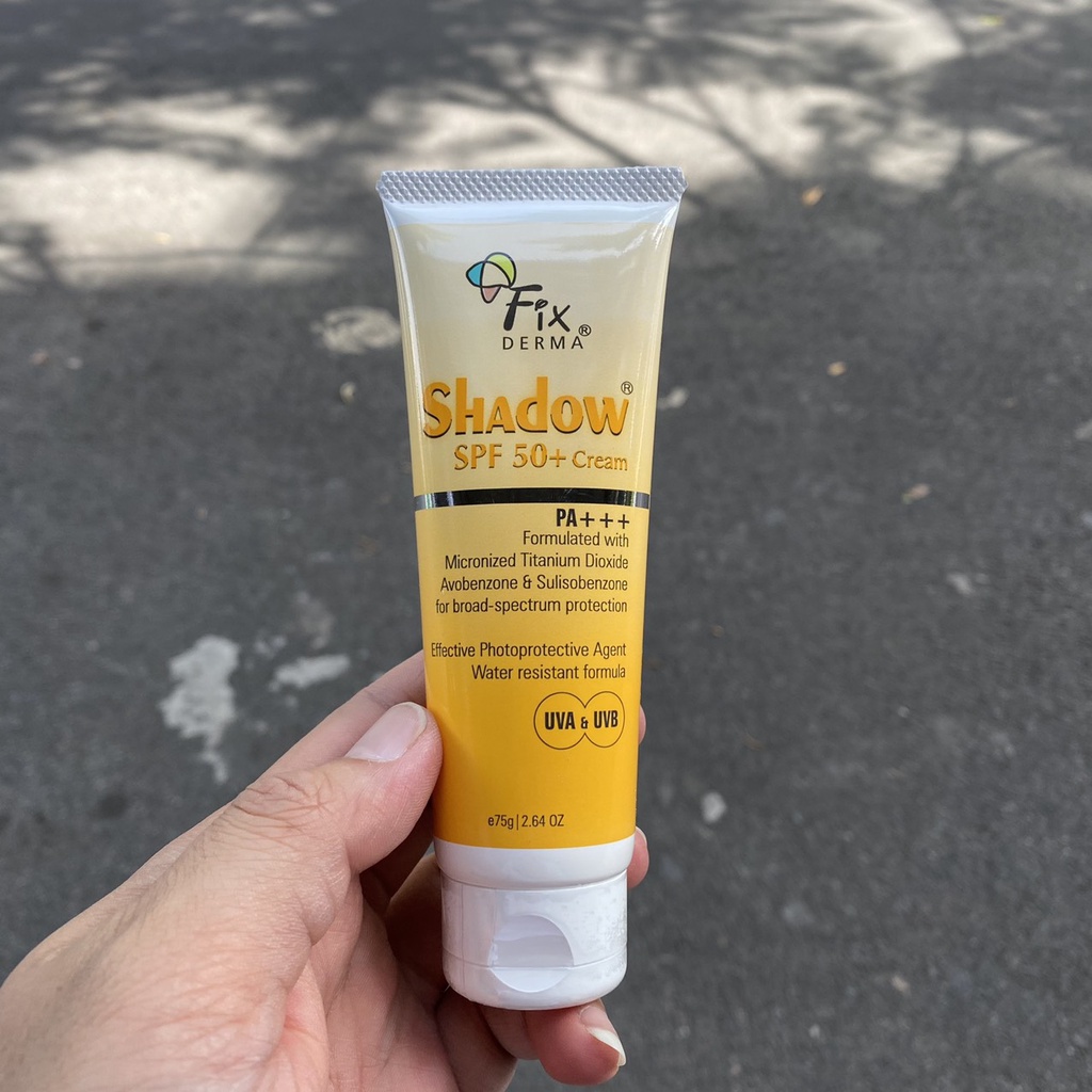 [Tặng máy phun sương] Fixderma Kem chống nắng Shadow SPF50+ Cream 75g - dành cho mọi loại da đặc biệt da nhạy cảm