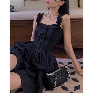 [RIM.store] Váy hai dây đen xoè corset new trend 2023 cá tính váy ngắn gothic lolita âu mĩ cosplay