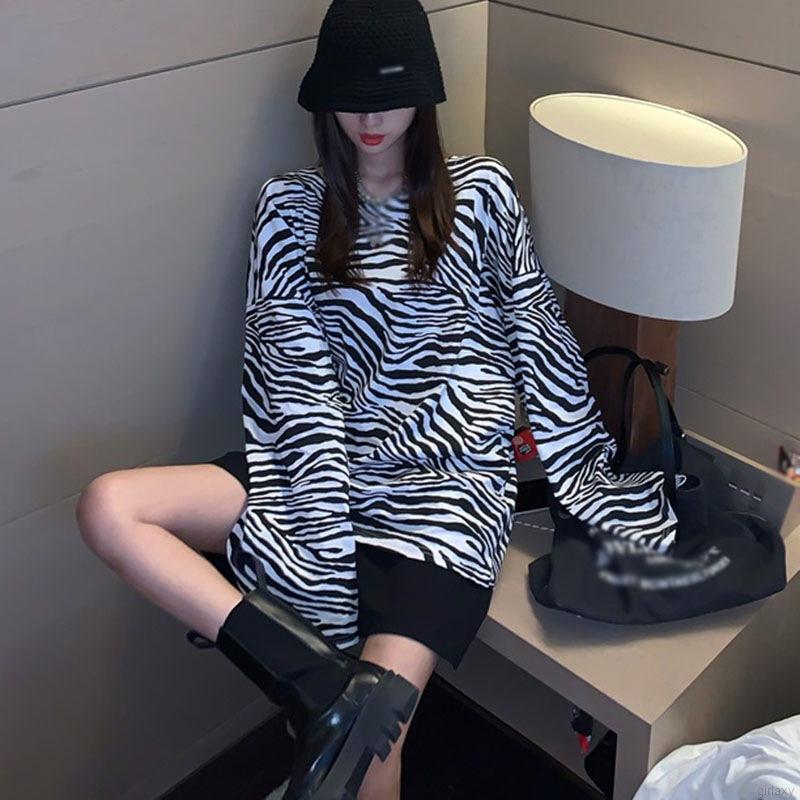 Áo Thun Dài Tay Dáng Rộng Kẻ Sọc Kiểu Retro Hàn Quốc Dễ Phối Đồ