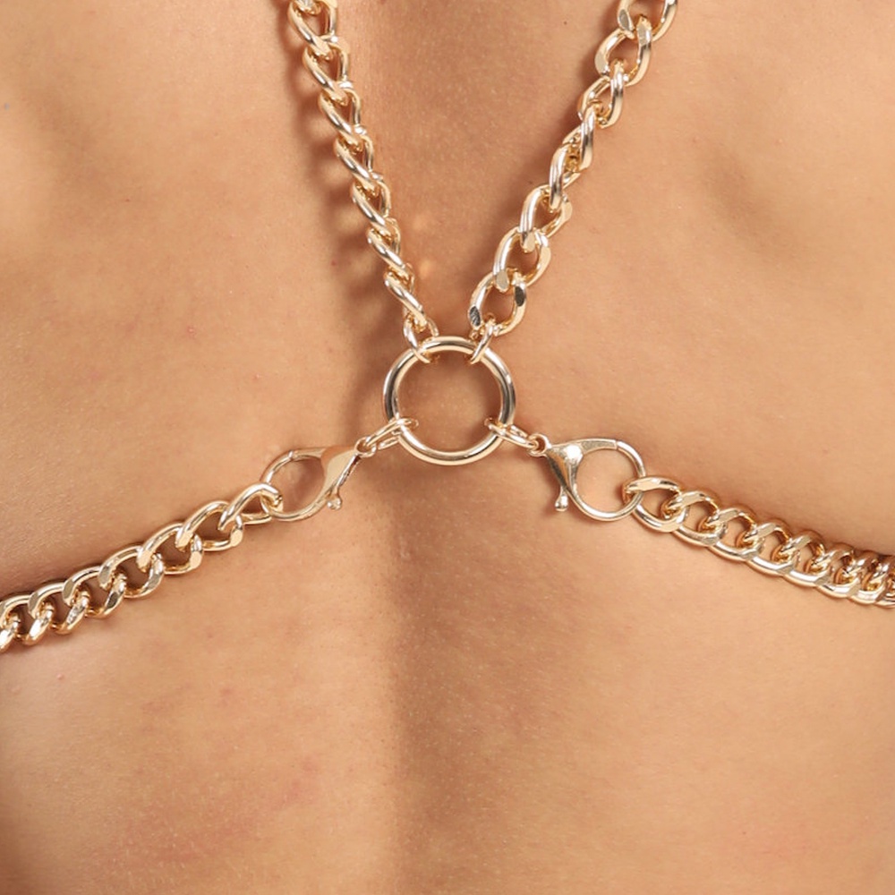 Vòng cổ Body Chain Sợi Xích Kim Loại Tua Rua Hóa Trang Tiệc Tùng Cho Nam