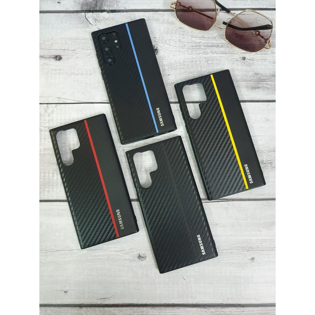 Ốp lưng Samsung S22 Ultra vân da + vân carbon viền dẻo bảo vệ máy