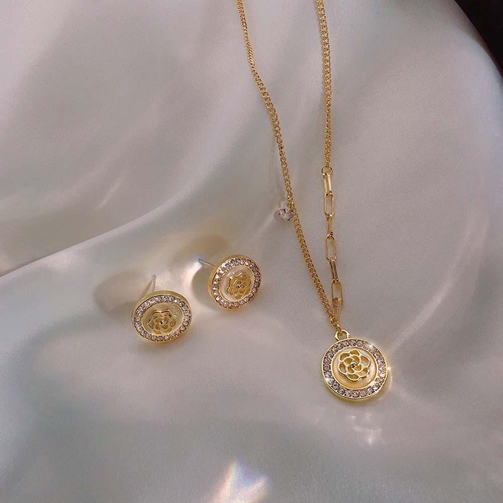 Khuyên Tai Dây Xích Hình Hoa Trà Thời Trang Hàn Quốc Cho Nữ