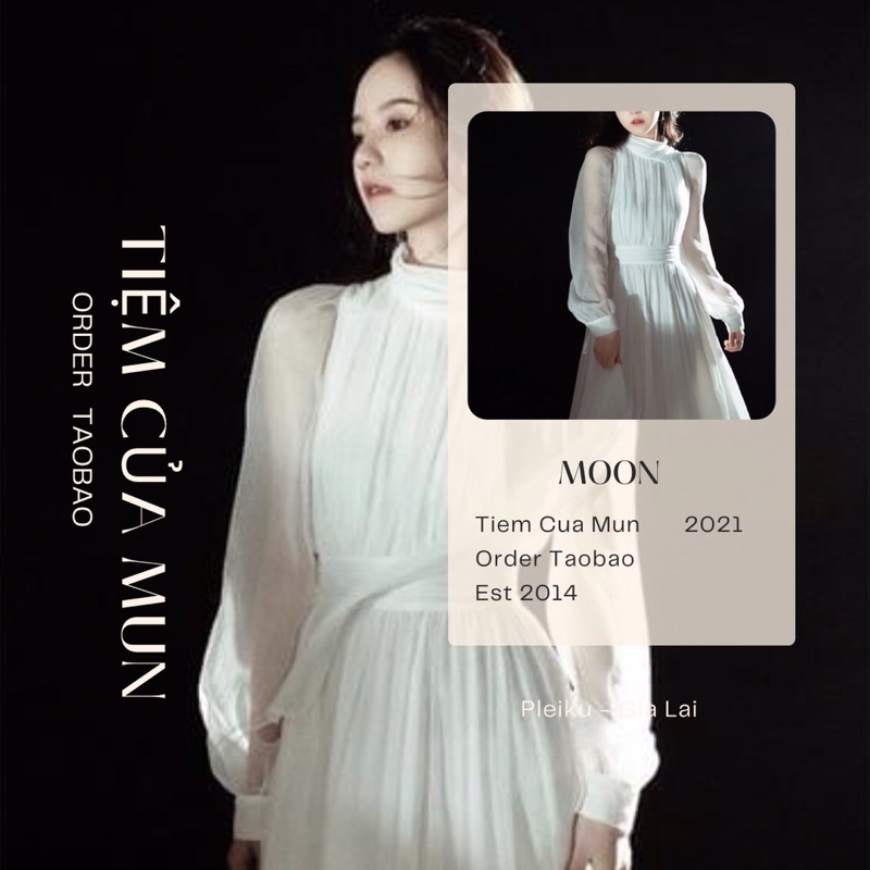 Đầm tiểu thư cổ cao dáng dài