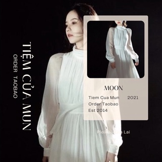 Đầm tiểu thư cổ cao dáng dài