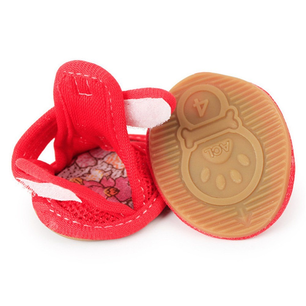 Set 4 Xăng đan Mềm Mại Chống Trượt Thoáng Khí Dành Cho Thú Cưng