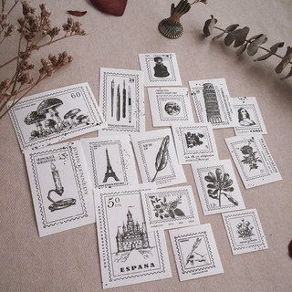 Sticker tem trắng đen  - Room17vn