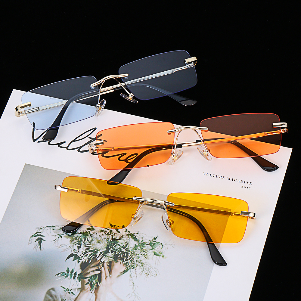 [READY STOCK] [INS TREND] Women Vintage Gradient Sunglasses Rectangle Rimless UV400 Design