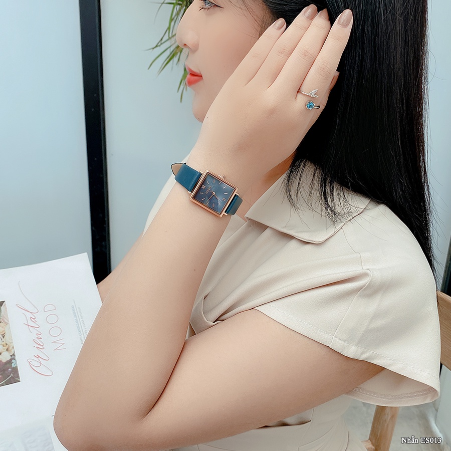 Đồng Hồ Nữ JA-1335C Julius Dây Da Hàn Quốc (Xanh Dương)