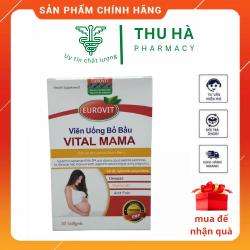 Mama vital bổ sung vitamin tổng hợp tăng cường sức khỏe cho bà bầu hộp 30viên