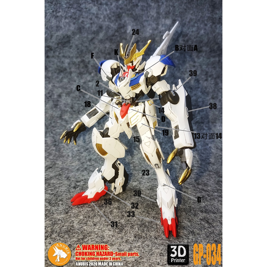 PHỤ KIỆN MOD ANUBIS - CHI TIẾT NHỰA MÔ HÌNH IN 3D CHO HG 1/144 BARBATOS LUPUS REX - GP034