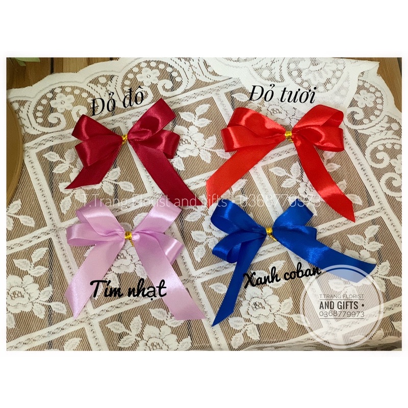 Túi giấy Kraft trắng nơ chữ thank you đựng mỹ phẩm , son , quà tặng