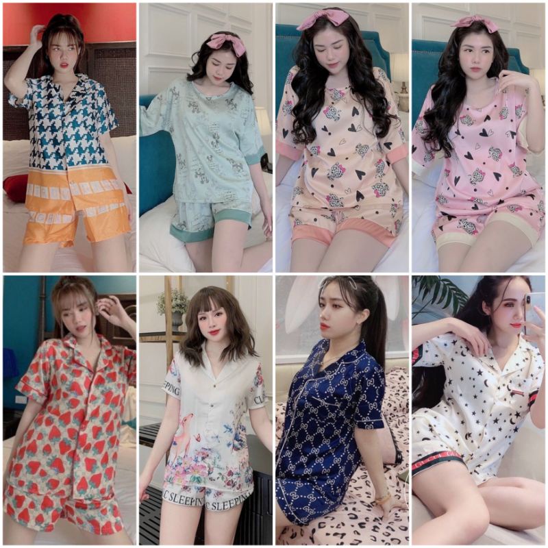 Bộ đồ pijama, bộ lụa satin cộc đùi cao cấp mềm mịn, thoáng mát