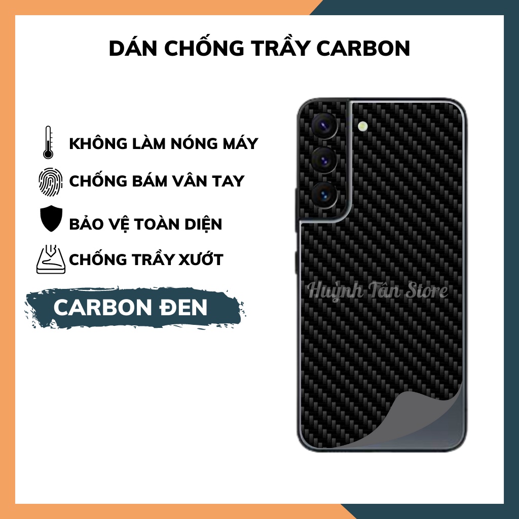 Miếng dán decal carbon mặt sau Samsung S22 Plus , S22+ 5G chống trầy mặt lưng,chống bám vân tay