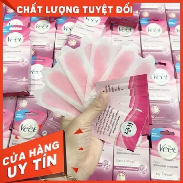 Miếng wax tẩy lông Veet Easy-Gelwax cho mặt và ria mép 20 trips