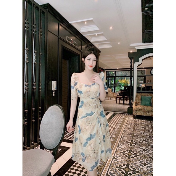 đầm hoa tơ dây rút( ảnh thật)
