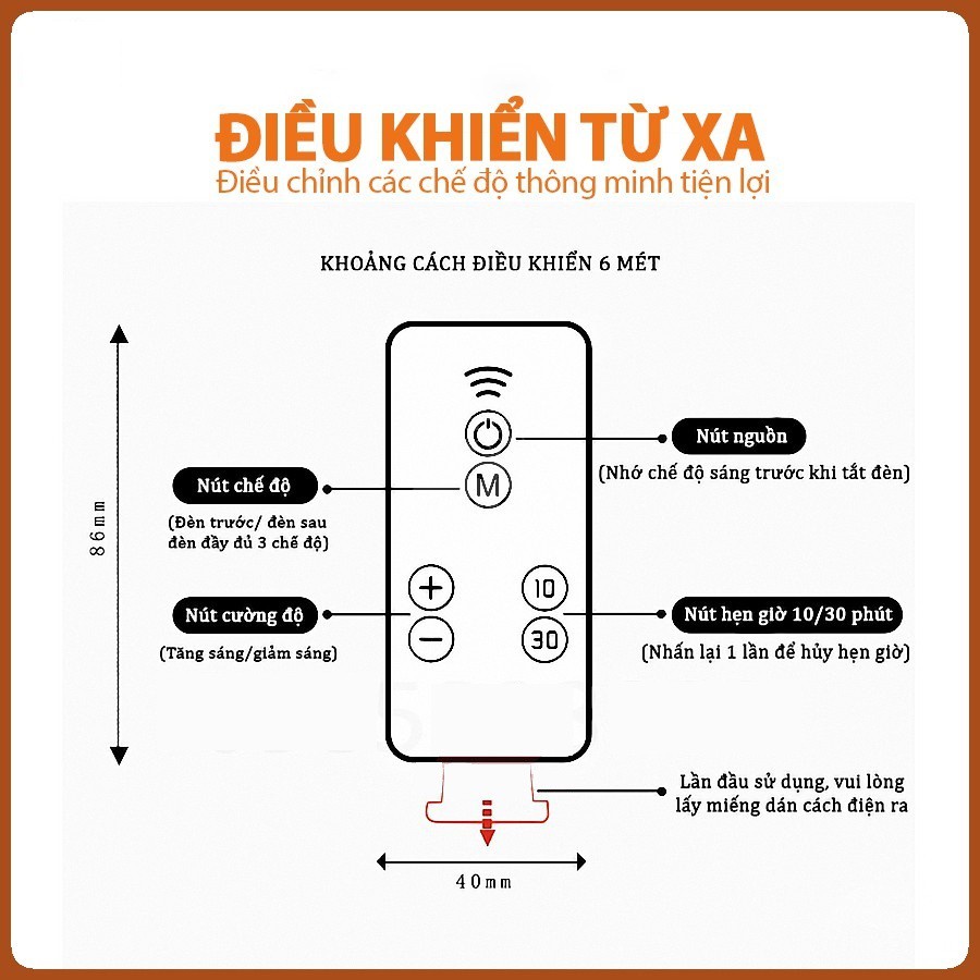 [BẢO HÀNH 6 THÁNG] Đèn ngủ điều khiển từ xa-10 cấp độ sáng - điều khiển từ xa bằng remote - hẹn giờ -có cổng sạc nhanh