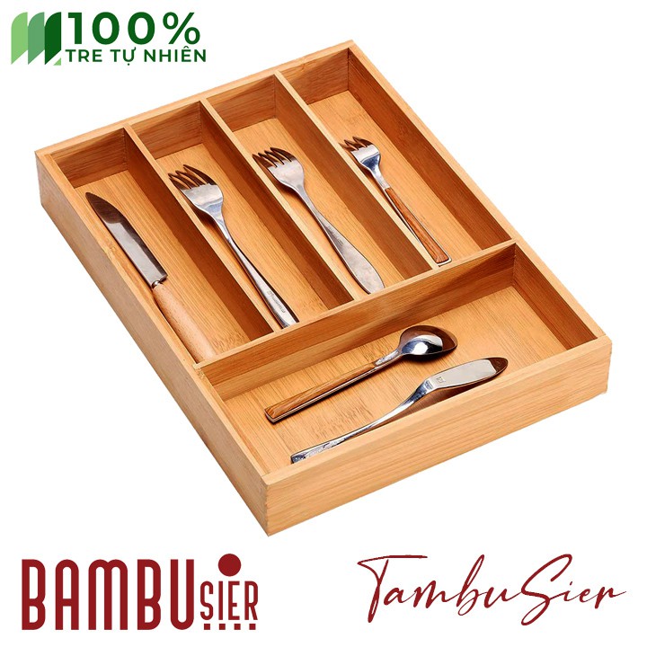 [BAMBOO] Khay gỗ tre chia đồ đa năng 5 ngăn - khay đựng đồ đa năng cao cấp xuất khẩu [BAUSTIN-05]