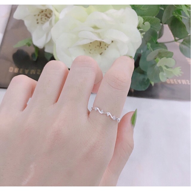 Nhẫn bạc ta hình sóng có hột XƯỞNG BẠC PHƯƠNG CẢNH CPJ