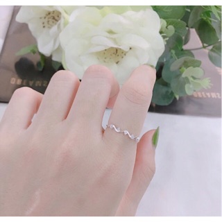 Nhẫn bạc ta hình sóng có hột XƯỞNG BẠC PHƯƠNG CẢNH CPJ