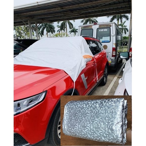 Bạt phủ nửa xe che nắng BẢO VỆ GƯƠNG TRÁNG BẠC kín đầu xe kính lái xe hơi ô tô loại DẦY có lớp bông chống nóng