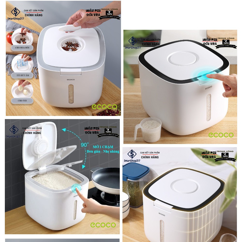Thùng Đựng Gạo Cao Cấp (Tặng Kèm Cốc Xúc Gạo) - Thương Hiệu Nhật Bản ECOCO BH 1 NĂM