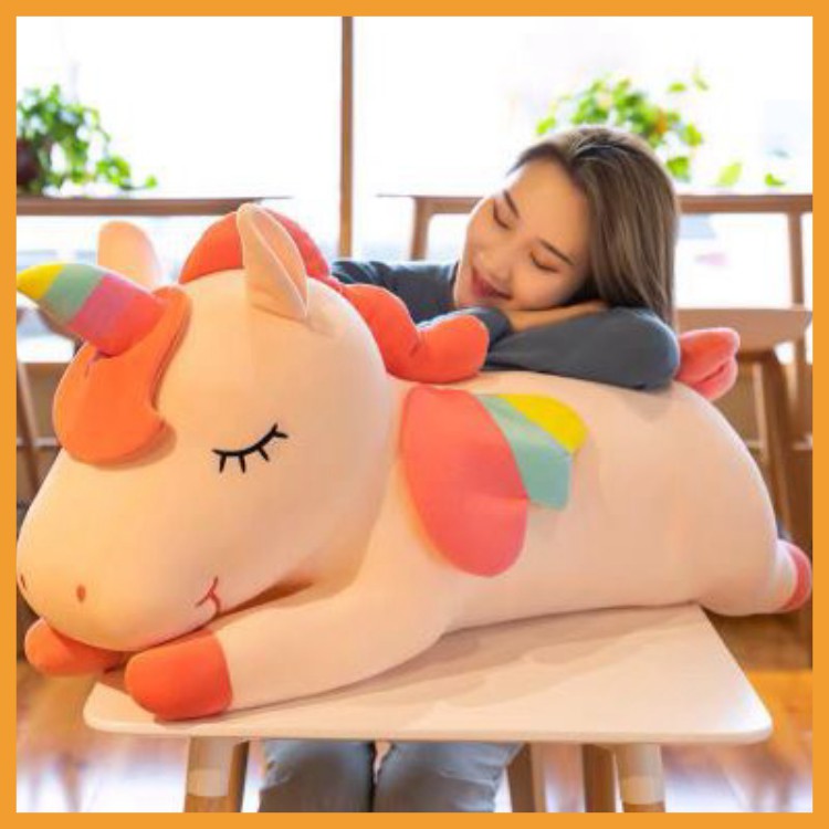 Gấu bông ôm ngủ ngựa pony kì lân 1 sừng unicorn thú nhồi bông dễ thương