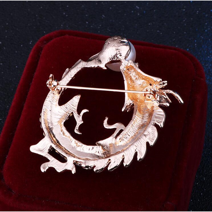 Trâm Cài Áo Hình Rồng Trung Hoa Đính Ngọc Trai Sáng Tạo Thời Trang Cho Nam