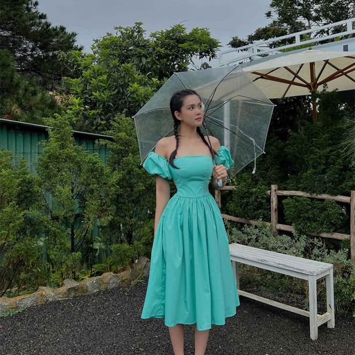 Đầm Dài Nữ Pumpkin Sleeves , Chất vải Kate Ướt thoải mái , WDD000159,SOMEHOW