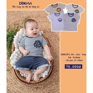 Dokma (9-36m) áo cộc tay ,áo phông ,áo thun cổ tròn cho bé trai bamboo kẻ nam tính siêu hot hình ảnh 5D ngộ nghĩnh