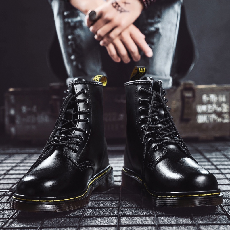 Giày bốt martin bằng da mềm cổ thấp 6 lỗ size 35-47 chính hãng cho nam nữ